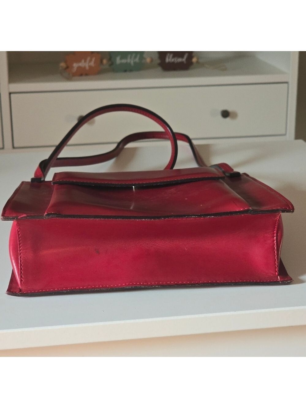 Vintage Frederic T Paris Red Leather  Shoulder Tote Bag - Picture 7 of 8